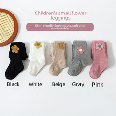 Children's socks Spring and Autumn New Baby Leggings Korean Style Thin Vertical Stripes Sunflower Children's One-Piece Shipping