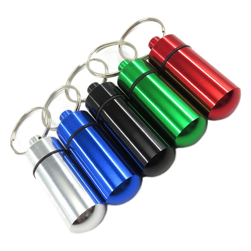 Botella de medicina para exteriores, botella colgante de aleación de aluminio, mini contenedor de medicina impermeable, botella de pastillas portátil, almacenamiento práctico, impermeable y a prueba de humedad
