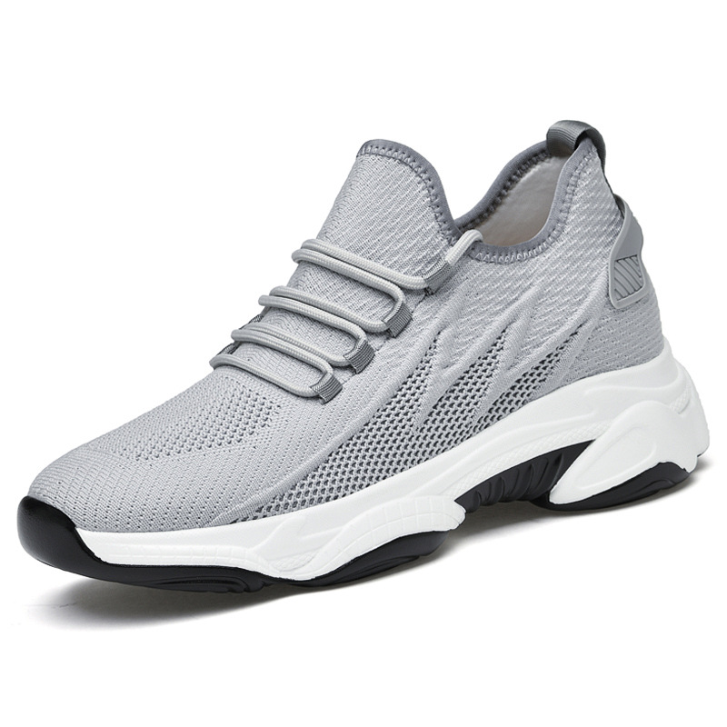 8219 Men's and Women's Height-Increasing Fly-Knit Running Shoes, Thick-Soled Platform Mesh Sports Shoes, Breathable Casual Running Shoes for Spring and Summer