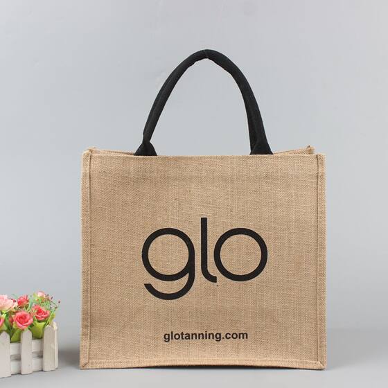 Factory gift promotional advertising linen bag custom coarse jute cloth portable shopping bags printed logo