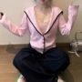 秋季撞色海军领气质开衫