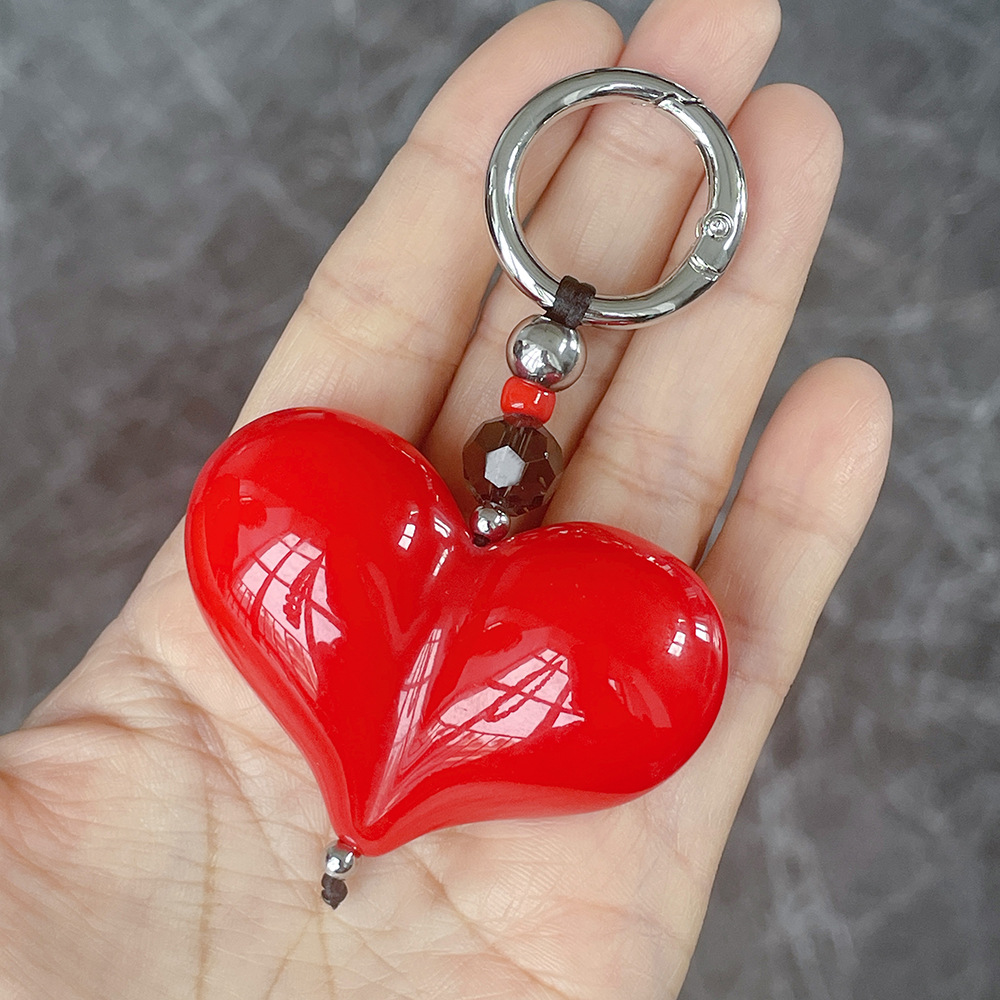 35g Weight Bag Pendant, Mobile Phone Pendant, Keychain Classification 1 Piece Quantity Alloy, Resin Material Heart Shape Pattern Cute Style 1 Piece Cute Heart Shape Alloy Resin Bag Pendant Mobile Phone Pendant Keychain 2