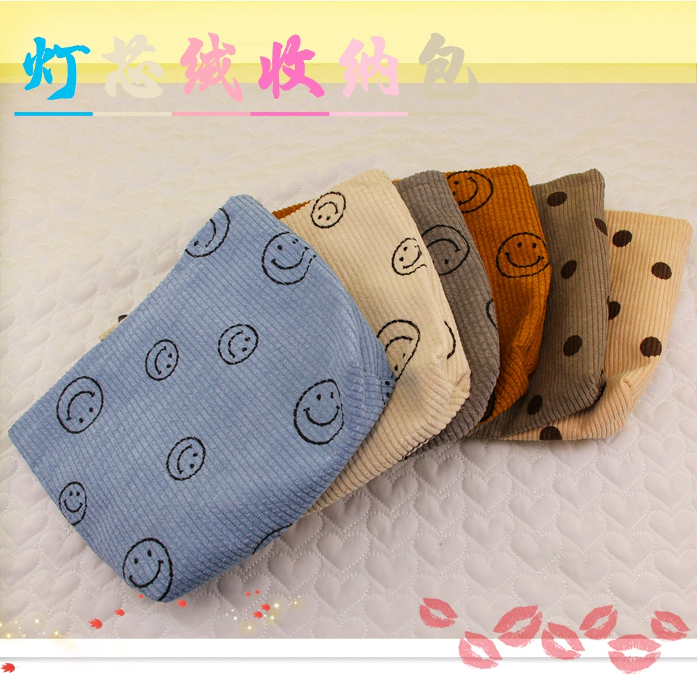 Новая косметичка из вельвета для женщин, большая сумка-клатч с улыбающимся лицом и в горошек, портативная дорожная сумка для хранения туалетных принадлежностей