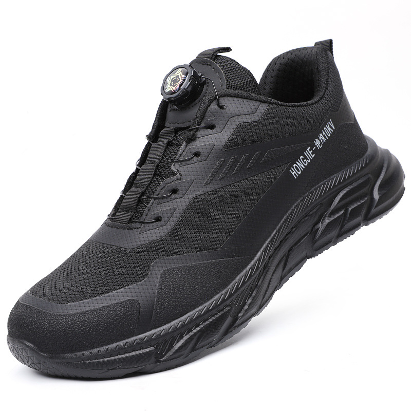 Botón transfronterizo elástico zapatos de protección laboral cabeza de acero anti-golpe anti-perforación protección de seguridad zapatos de protección laboral para hombres no se cansará mucho tiempo