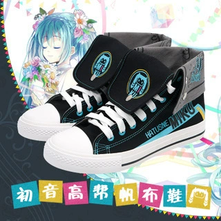 MIKU动漫周边板鞋 未来二次元高帮帆布鞋miku应援鞋