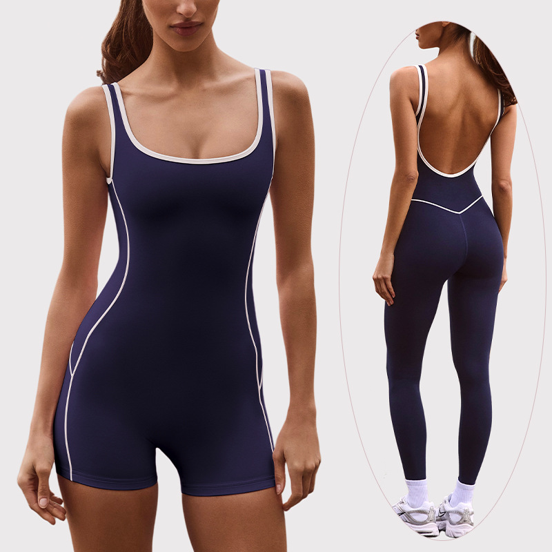Cross-Border Sleeveless Long and Short One-Piece Yoga Clothing Running Sports Fitness Low-Intensity Training Clothing Pilates Jumpsuit