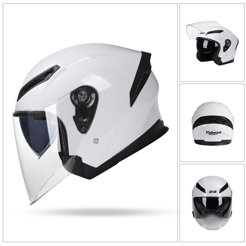 Comercio exterior exclusivo 705 casco de la motocicleta del coche eléctrico adulto hombres y mujeres medio casco de doble lente casco