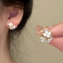 韩国气质花朵珍珠耳钉女小众设计感高级耳饰新款爆款耳环