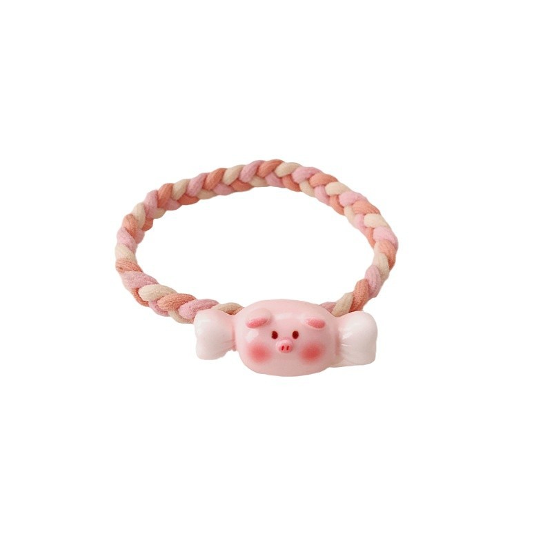 Caramelo lindo animal trenzado anillo de cabello cuerda de cabeza dulce niña alta elástica ins Fengsen cuerda de cabello correa de correa adornamiento para el cabello