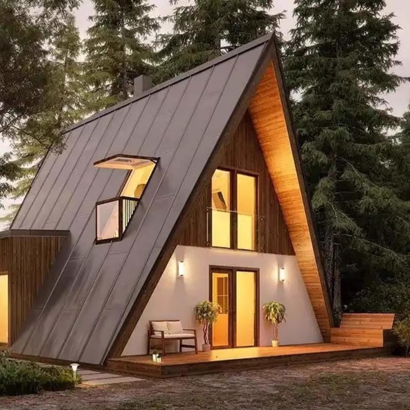 Red celebridad al aire libre triangular casa de madera hotel de alojamiento residencial móvil estrella de lujo salvaje casa de vacaciones Villa Club