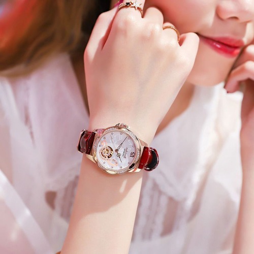 Swiss women's mechanical watch, fully automatic, waterproof, niche, light luxury, good-looking and elegant