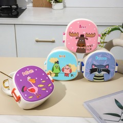 卡通塑料饭盒学生儿童可爱便当保鲜盒便携可微波炉饭盒带餐具分格