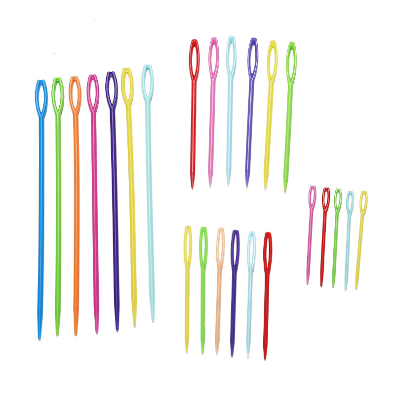 Agujas de coser a mano de plástico de color, hilo de lana, herramientas de tejido de bricolaje hechas a mano, agujas de ojos grandes, agujas de seguridad para niños, agujas de plástico bordadas