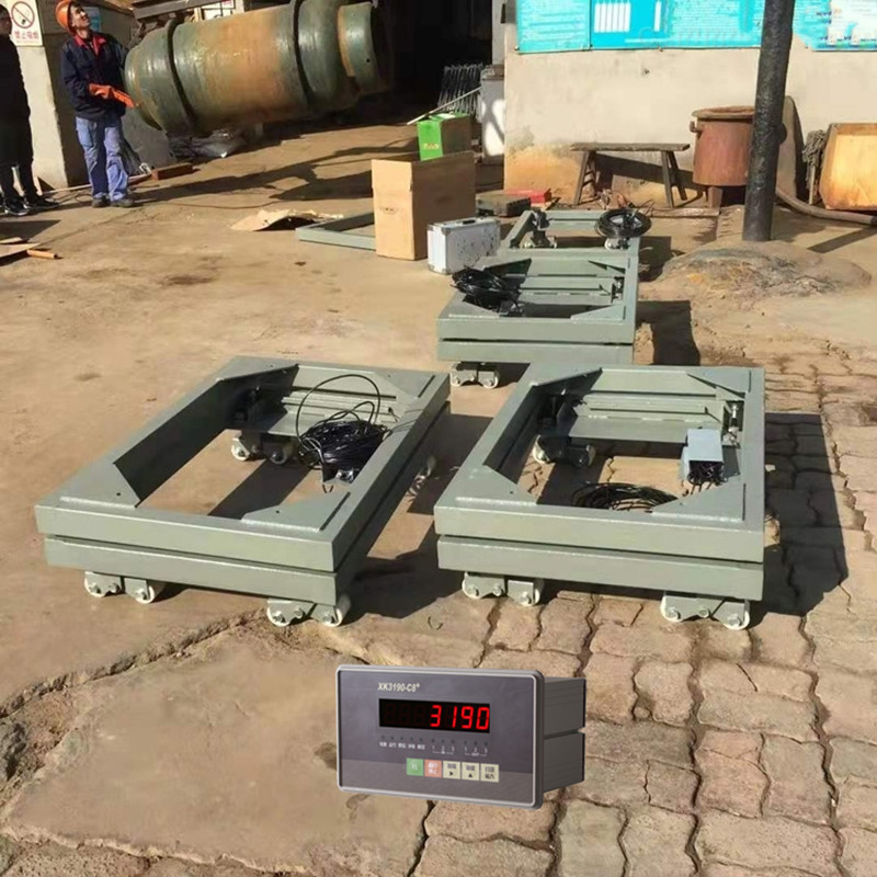 1000kg污水处理钢瓶地称 0.8x1米卧式灌装称 自来水钢瓶地磅