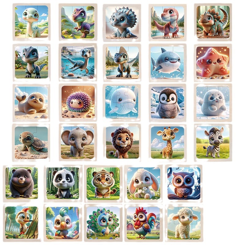 Cpc ce niños pequeños seis piezas de madera lindo animal divertido rompecabezas 3D simple y fácil de usar rompecabezas juguetes de educación temprana al por mayor