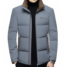 冬季新款羽绒服男短款轻薄加厚防寒外套中青年男士休闲白鹅绒代发
