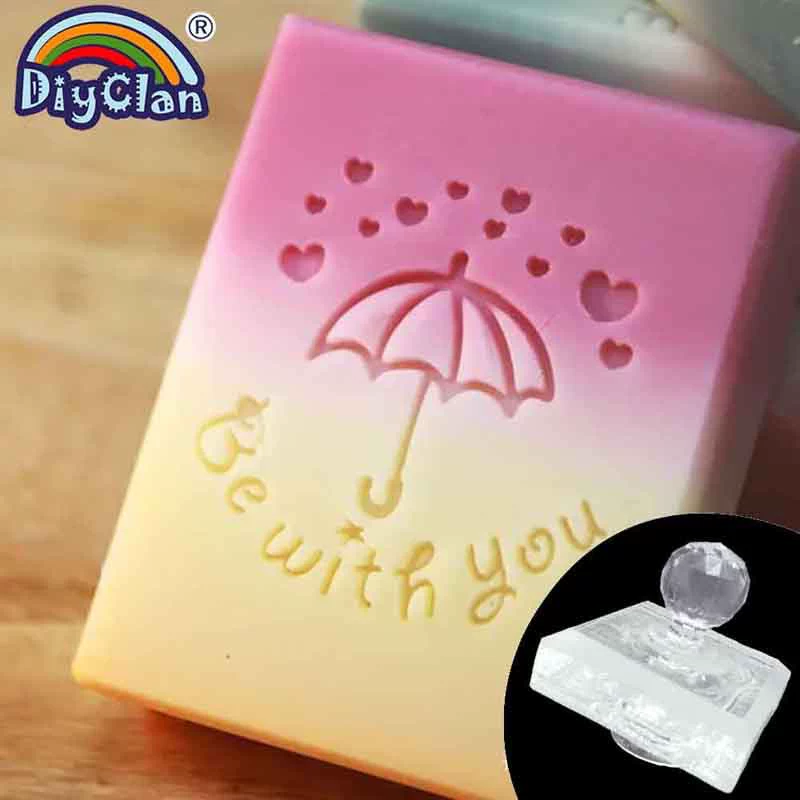 Acrylic handmade soap for St. Valentine's Day, seal, organic handle, oil