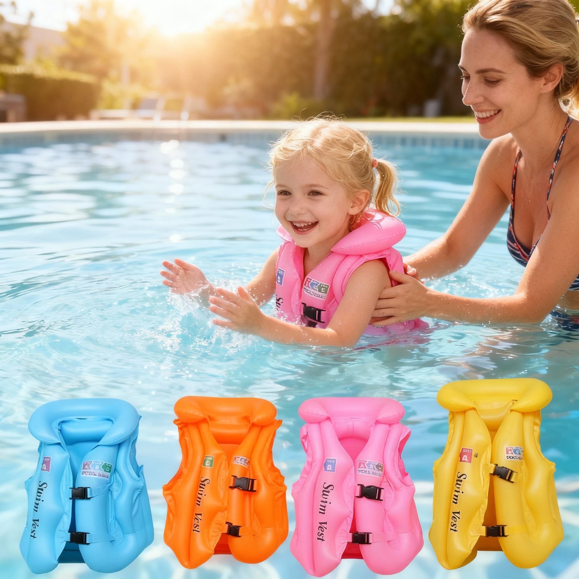 Thickened Extra-Large Inflatable Children's Swimsuit Pvc Learning Swimming Life Jacket Vest Buoyancy Vest Swimming Ring
