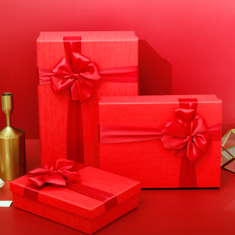 德源 新年风长方形10件套春节礼品包装盒元旦年货礼物包装伴手礼