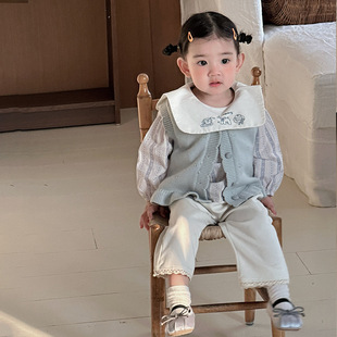 Girls' Outfit Autumn 2025 New Stylish Baby Cardigan Sweater Spring and Autumn Children's Casual Top Pants Category a