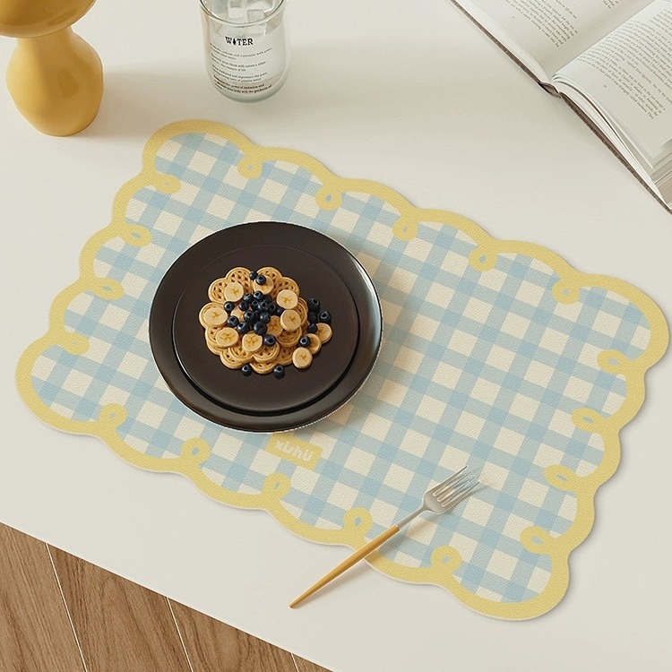 Cojín de comedor occidental de estilo crema mesa resistente al quemado resistente a altas temperaturas platos de comedor platos de cojín a prueba de agua a prueba de aceite mesa cojín de tazas de cuero image 5