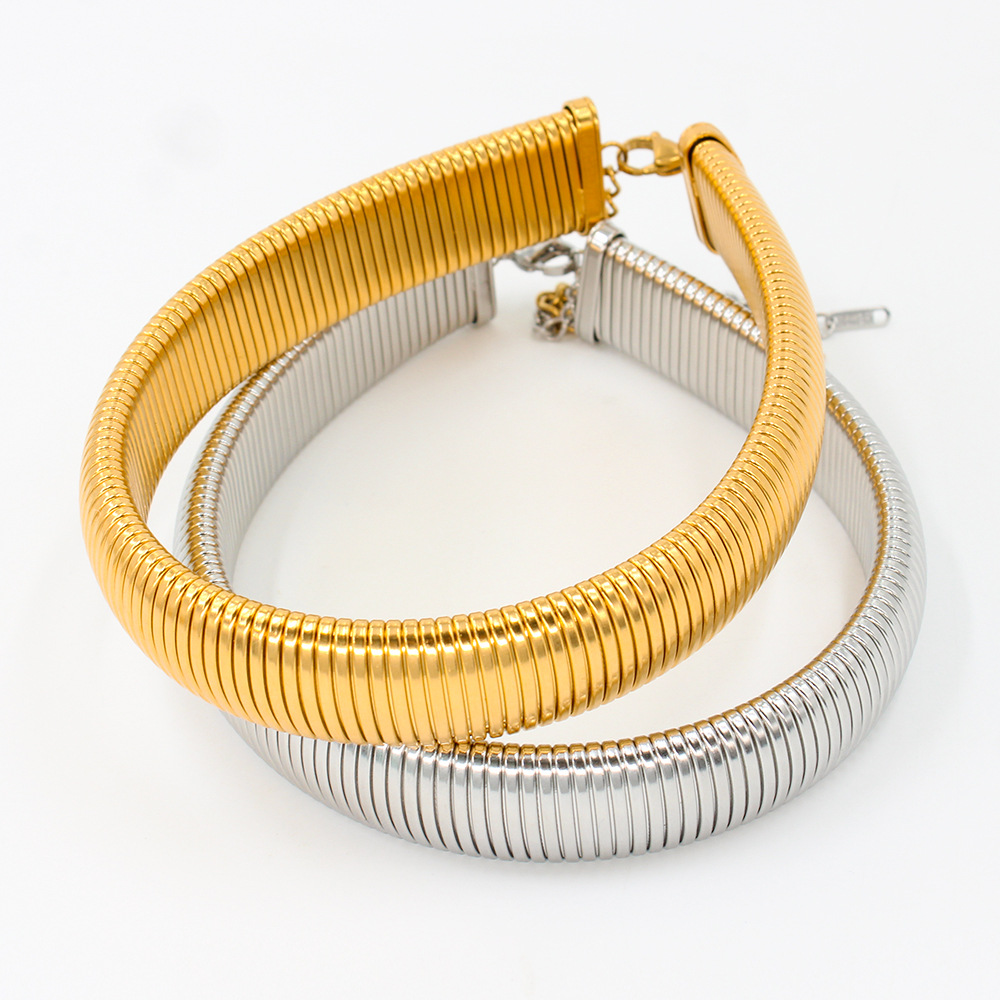 18K Gold Plated Plating Material 304 Stainless Steel 18K Gold Plated Lady Solid Color Choker