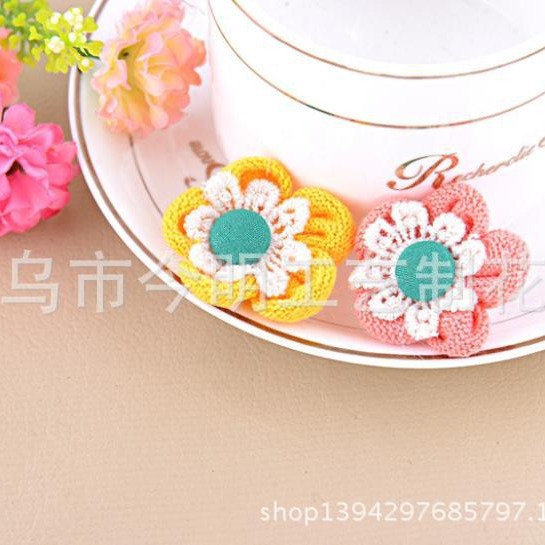 义乌今明工艺制花厂手工DIY毛线花边加扣小花装饰品配件