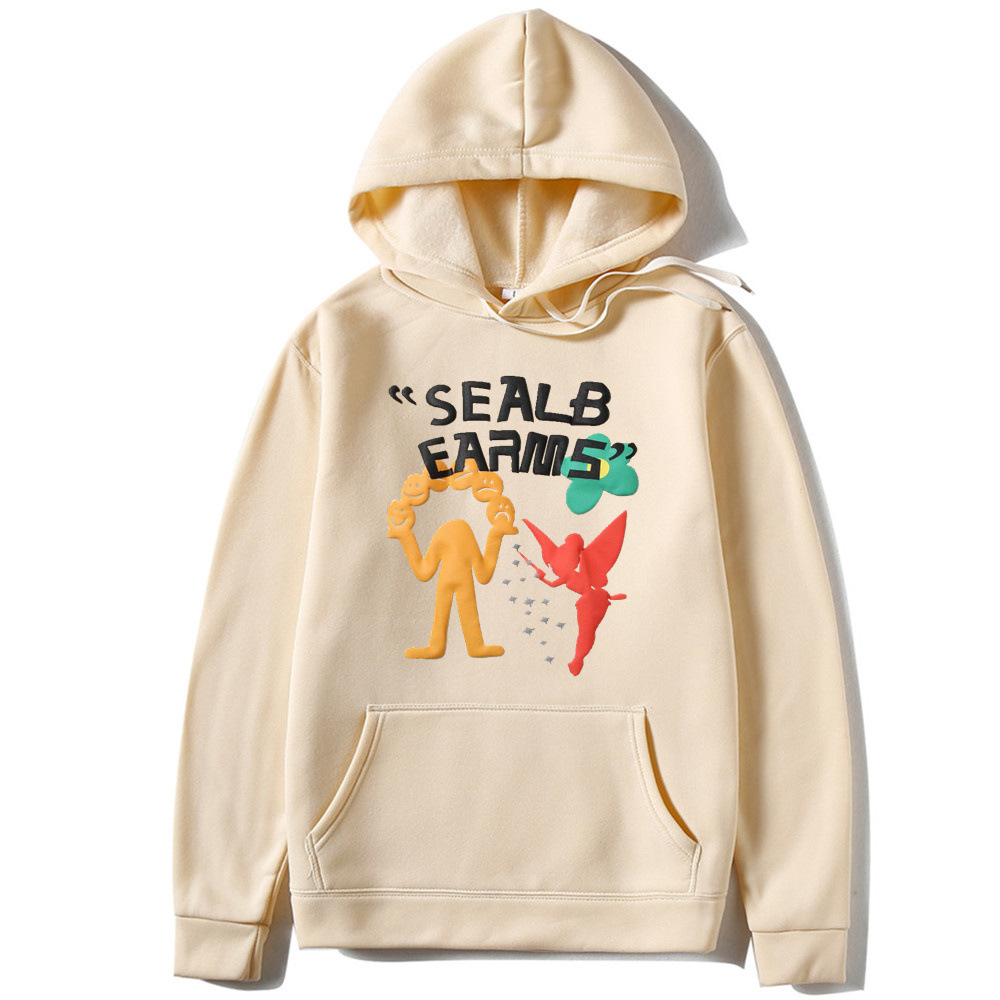 Trendy men's Kanye graffiti foam printed round neck plush sweater FOG_voghion.com