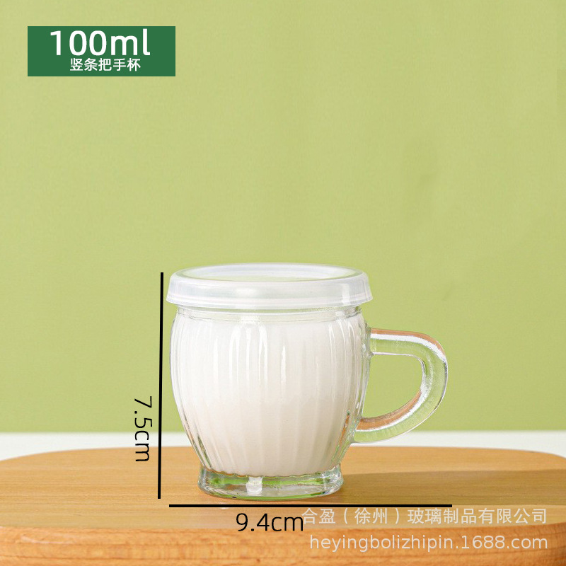 卸売り100ml厚い布丁瓶ヨーグルトガラス瓶ムースゼリー牛乳飲料木栓分注カップ蓋付き|undefined