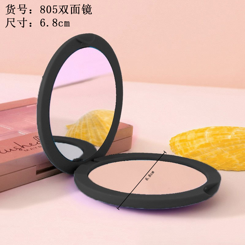 Espejo de maquillaje plegable de plástico con diseño de dopamina, espejo pequeño redondo, espejo de mano portátil de doble cara abatible, espejo plegable.