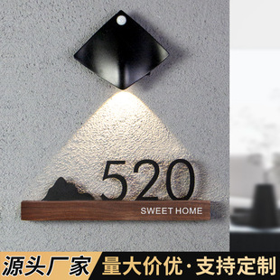 Acrylic Luminous House Number Home Hotel Residence Homestay Room Stereo Digital Prompt Door Sticker Creative Light Luxury