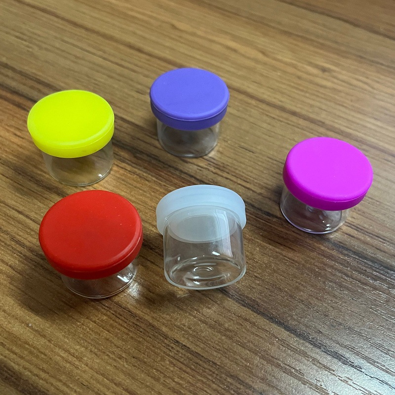 6ML高硼硅玻璃烟膏罐子 带硅胶盖霜膏瓶 保鲜玻璃药品盒2