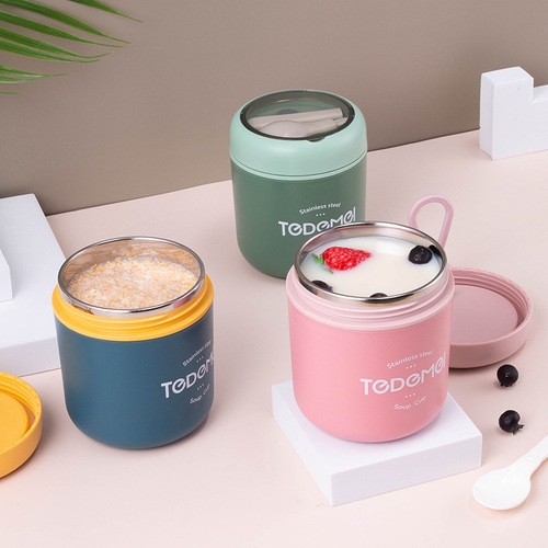 304 stainless steel soup cup insulated lunch box portable breakfast porridge cup small rice bucket soup can stew pot lunch box