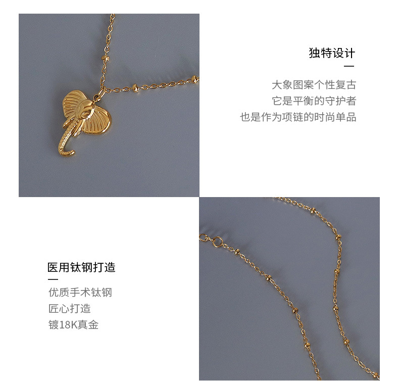 Fashion Elephant Titanium Steel Necklace Wholesale display picture 4