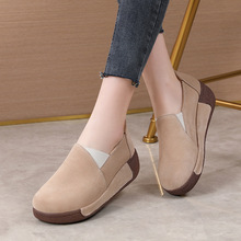 跨境新款春季新款单鞋厚底松糕女鞋外贸简约款休闲懒人豆豆鞋批发
