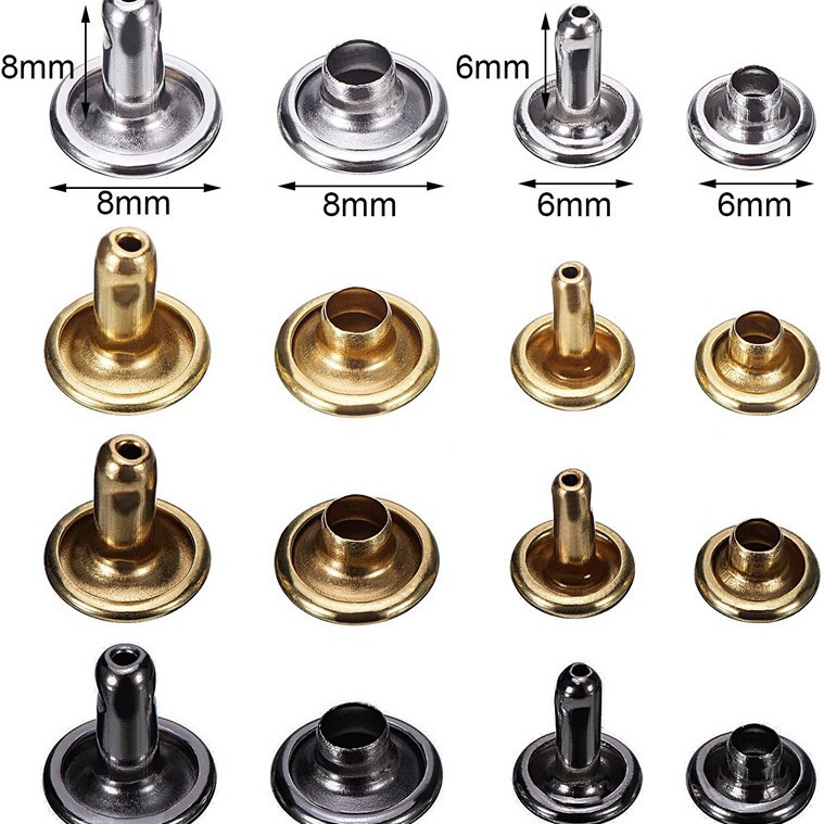 240 sets de metal 6mm8mm remaches de doble cara + herramientas a juego Tapa de cuero remache multi-color remache transfronterizo