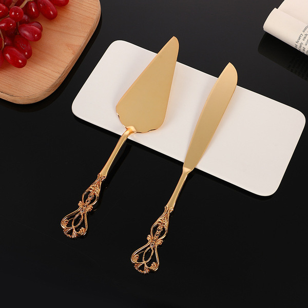 Exquisite scepter knife and spatula set Western cake steak tableware gold high-end ornaments pattern zinc alloy knife