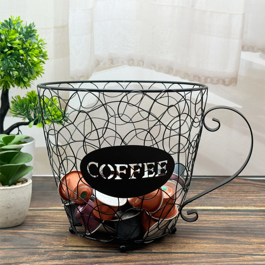 Source Factory Coffee Capsule Storage Basket Cup Shape Organizer Iron Art Random Silk Craft Living Room Kitchen Storage