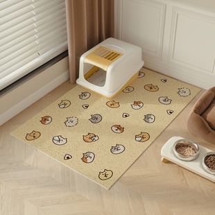 Cartoon cat litter box silk ring floor mat door stain-resistant cut non-slip floor mat household pet splash-proof floor mat