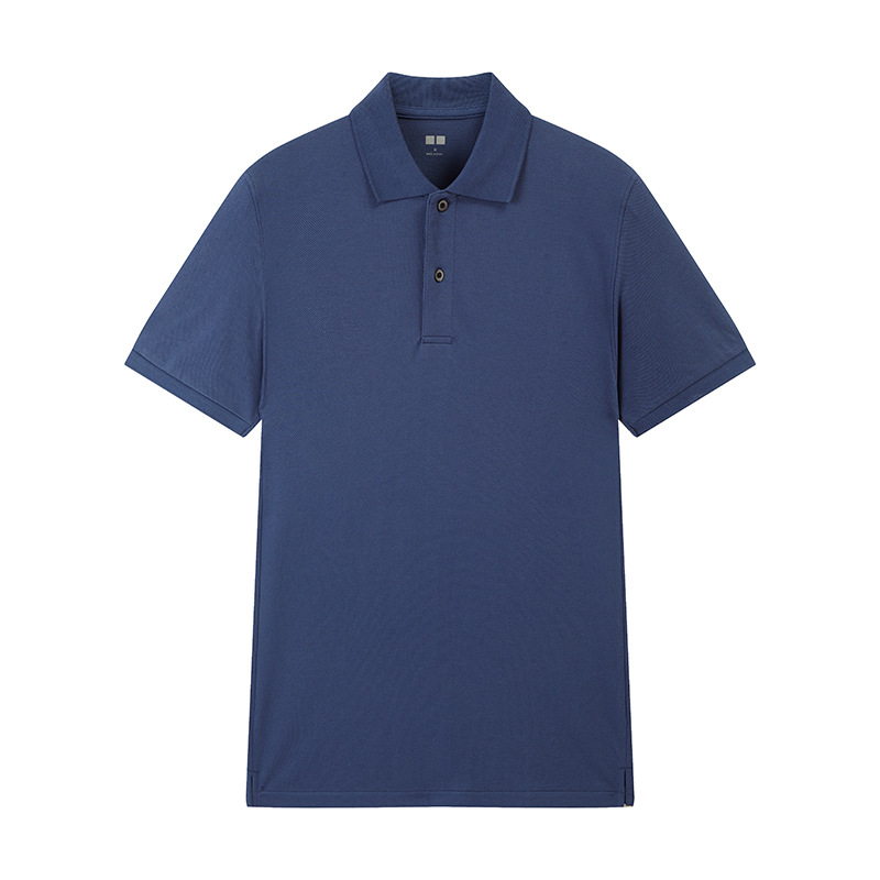 Cuello grande de gama alta dos botones suave cómodo transpirable solapa de color sólido Polo de manga corta de los hombres camiseta casual de negocios