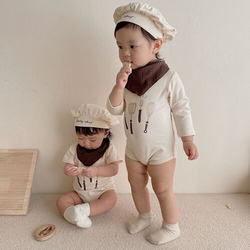ins new baby chef style hayi 2024 spring and summer new children's jumpsuit set children's fart clothing