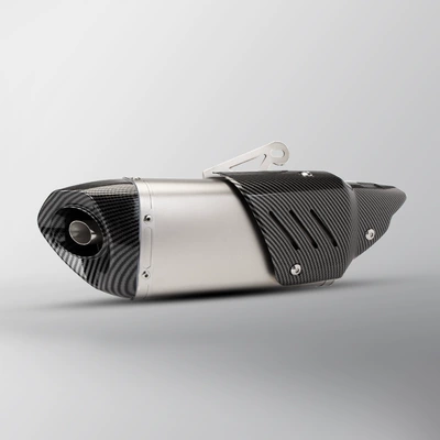 Motorcycle exhaust pipe, Motorcycle universal exhaust pipe - titanium-color-imitation-carbon-head-imitation-carbon-cover