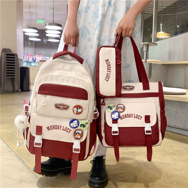 Three‑piece student bag set — backpack, one‑shoulder bag & pencil case, capacious, simple elegant design