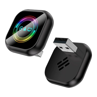 Dual-Band Apple Android Screen | Simsiz CarPlay və Android Auto - q1aq-black-round-metal-glass-4-in-1-wireless-carplay-android-auto-adapter-apple-android-screen-mirroring-optimized-for-overseas-systems-only