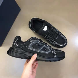 欧洲站男鞋新款真皮拼接帆布透气运动休闲鞋男士百搭时尚板鞋