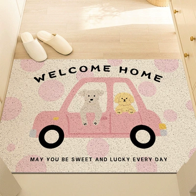 Avtomobil döşəmə paspasları — Entrance Door Earth Mat - wave-point-car-two-dogs-horizontal-version-4060cm-wire-ring