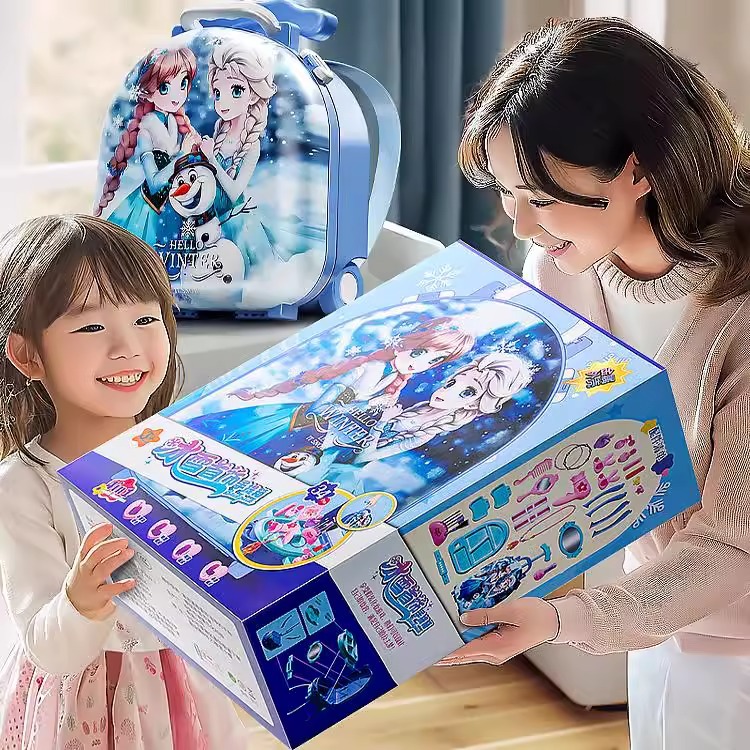 Juegos de juguetes de maquillaje para niños no tóxicos, niñas auténticas Lisa Aisha, princesa Aisha, caja de maquillaje, caja de vestuario