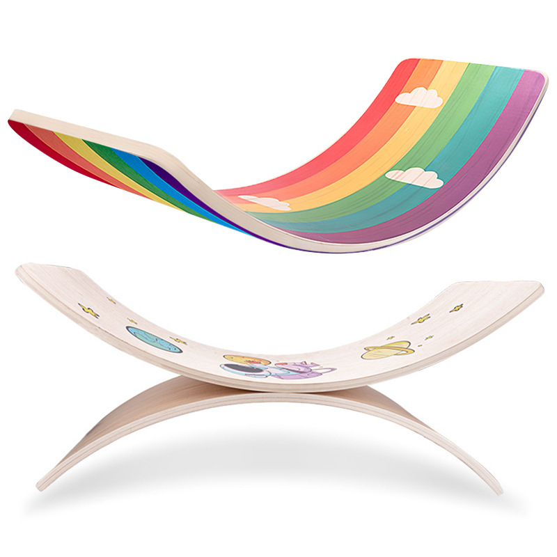 儿童平衡板聪明板感统训练器材弯曲跷跷板瑜伽平衡板百变双用摇马