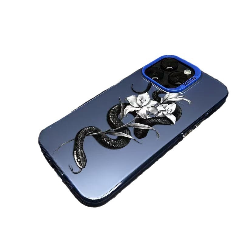 Nueva serpiente negra envuelta en flores para iPhone 16 funda para teléfono móvil Apple 15promax/14 anti-caída 13pro12 Europa y América