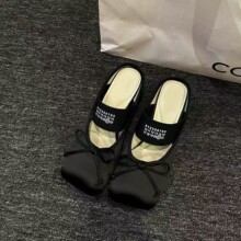 软皮版~法式苹果头玛丽珍鞋2026春季新款浅口蝴蝶结单鞋轻便拖鞋